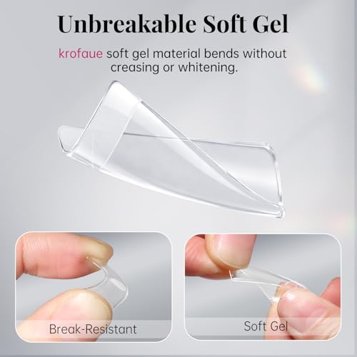 krofaue French Nail Tips - Acrylic Soft Gel False Tips 500PCS Half Cover Square Fake Nails for Women Half Matte French Tip Press on Nails 10 Sizes - Image 4