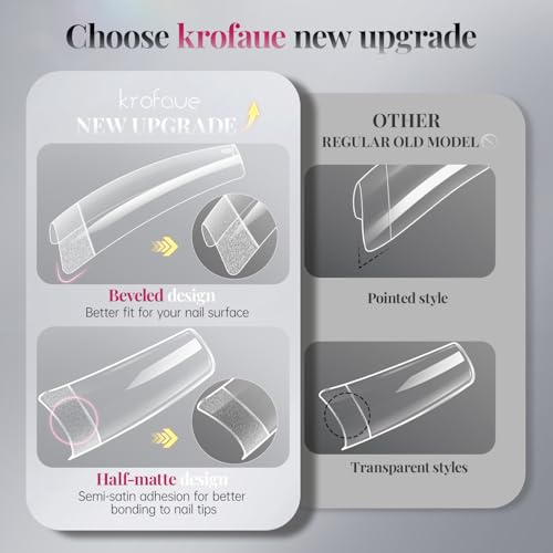 krofaue French Nail Tips - Acrylic Soft Gel False Tips 500PCS Half Cover Square Fake Nails for Women Half Matte French Tip Press on Nails 10 Sizes - Image 3