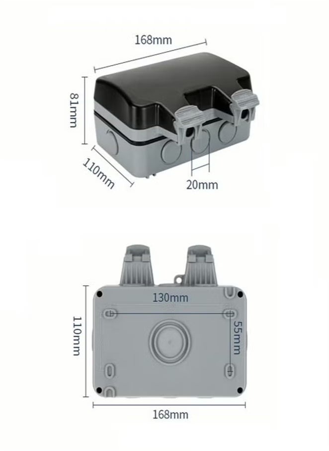 MLADEN Outdoor Waterproof Double Socket Switched Socket, Wall Electrical Outlets,IP66 Switched Socket Covers,13A Outdoor Wall Weatherproof Plug Socket Box  - Image 2