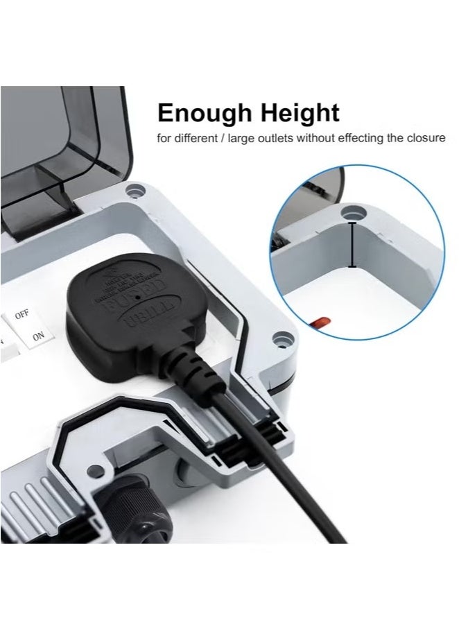 MLADEN Outdoor Waterproof Double Socket Switched Socket, Wall Electrical Outlets,IP66 Switched Socket Covers,13A Outdoor Wall Weatherproof Plug Socket Box  - Image 3
