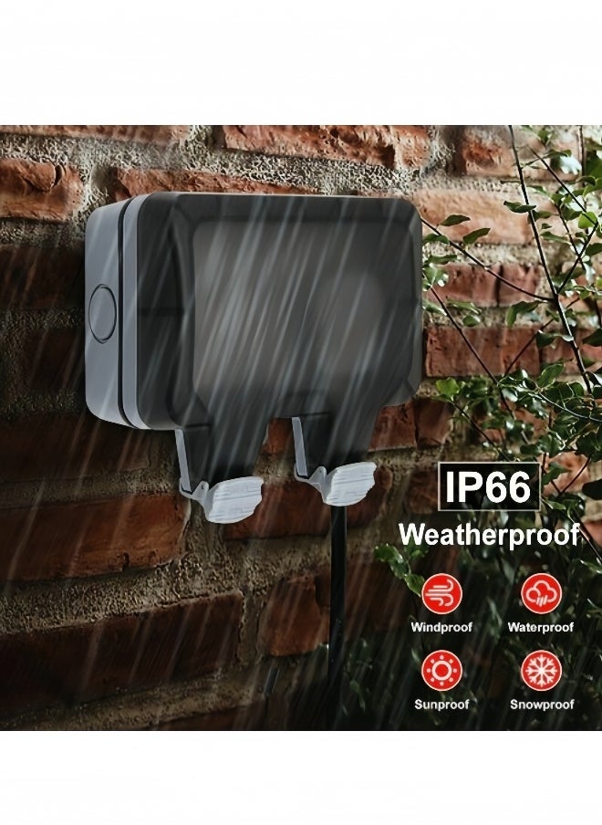 MLADEN Outdoor Waterproof Double Socket Switched Socket, Wall Electrical Outlets,IP66 Switched Socket Covers,13A Outdoor Wall Weatherproof Plug Socket Box  - Image 4