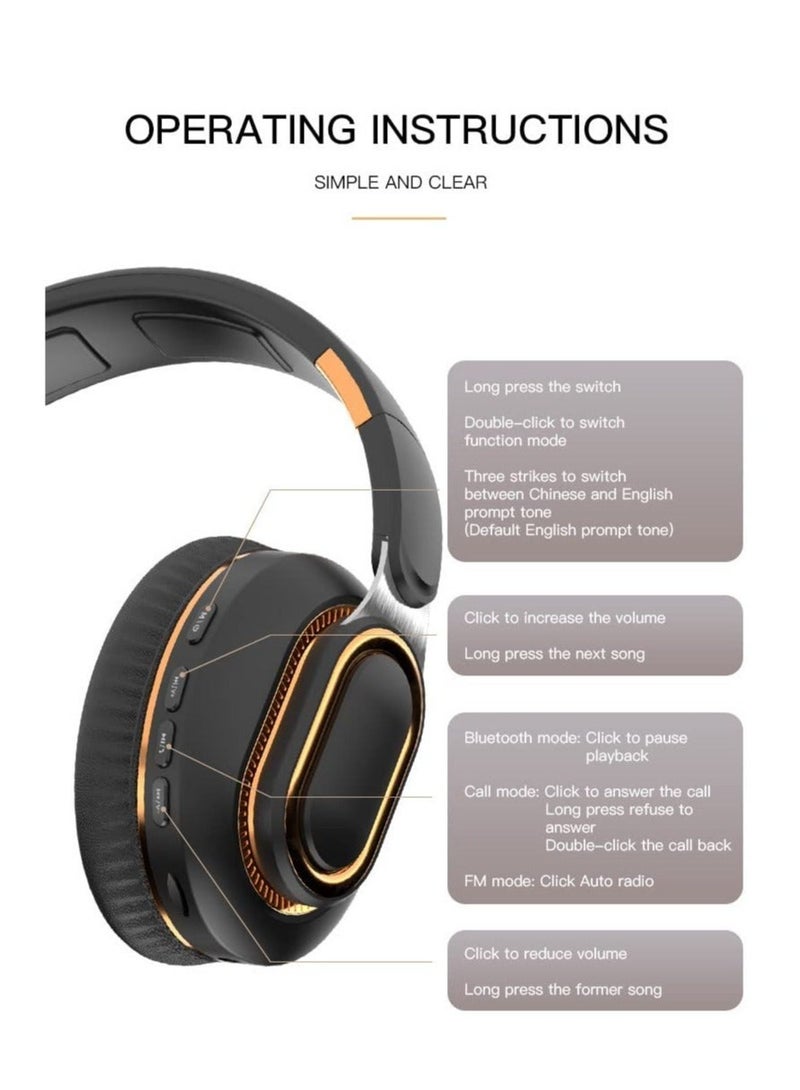 Captaintech Foldable Over-Ear Wireless Headphones, Hi-Fi Sound Bluetooth Headphones Lightweight Over-Ear Headphones with Ergonomically Designed Soft and Comfortable for Office, School, Travel, Sports - Image 2