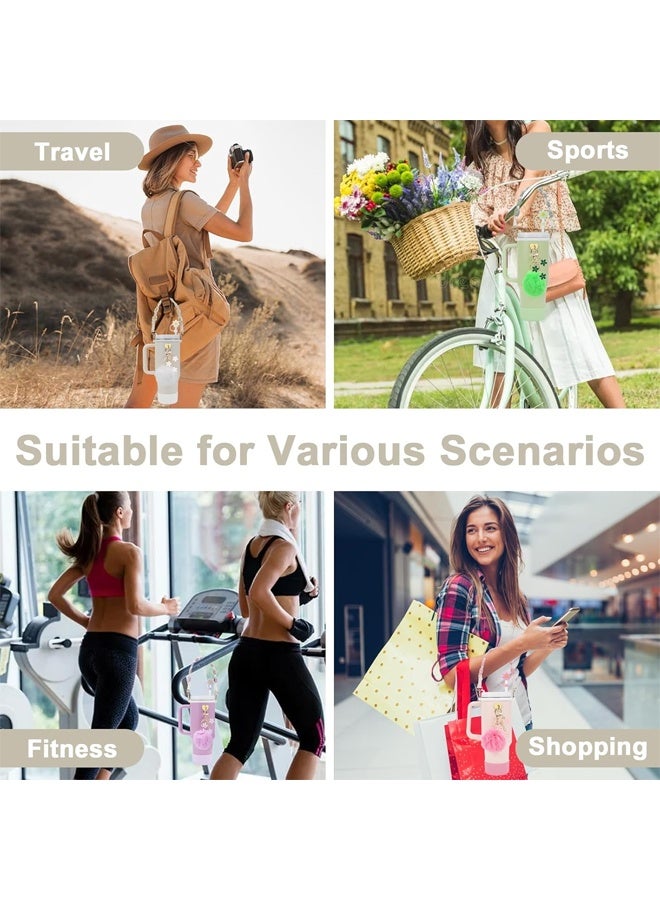 7 Pcs Water Bottle Accessories Set for Stanley Cup 30oz & 40oz Tumblers Includes Handle Strap, Silicone Boot, Straw Cover Cap, and Keychain Charms - Image 4