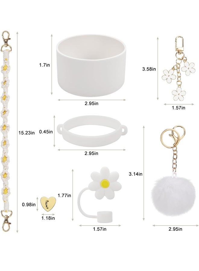 7 Pcs Water Bottle Accessories Set for Stanley Cup 30oz & 40oz Tumblers Includes Handle Strap, Silicone Boot, Straw Cover Cap, and Keychain Charms - Image 3