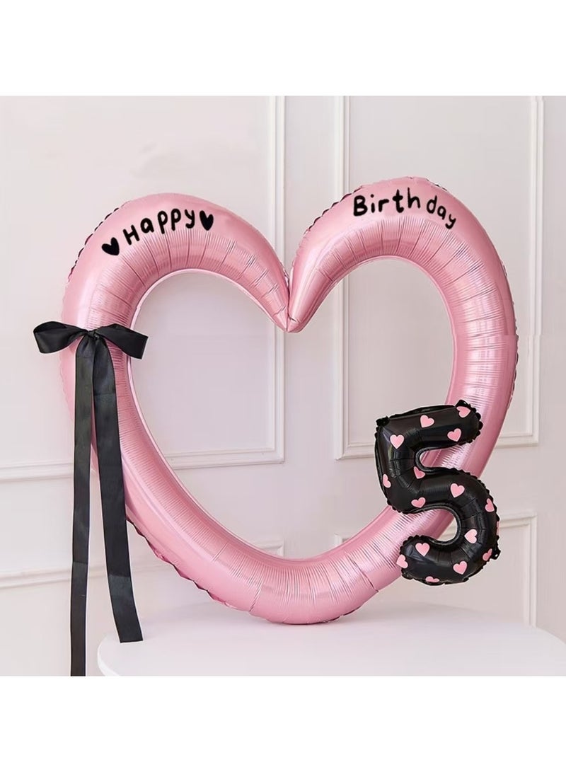 40-Inch Hollow Love Balloon Bow Number 5 Balloon Birthday Party Decoration - Image 1