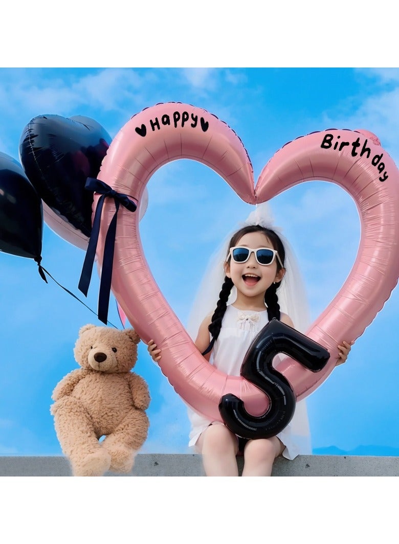 40-Inch Hollow Love Balloon Bow Number 5 Balloon Birthday Party Decoration - Image 2