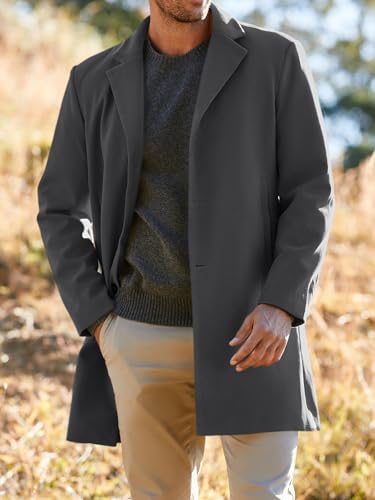 Gafeng Men's Trench Coat Slim Fit Notch Lapel Single Breasted Top Coat Winter Warm Cotton Business Long Jacket Overcoat - Image 2