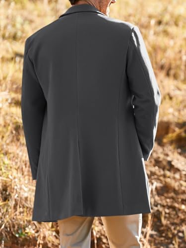 Gafeng Men's Trench Coat Slim Fit Notch Lapel Single Breasted Top Coat Winter Warm Cotton Business Long Jacket Overcoat - Image 3