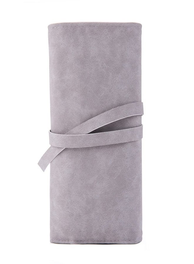 VASANA Gray Soft Makeup Brush Rolling Case Mini Cosmetic Brush Organizer Portable Roll Up Brush Holder Pouch Bag for Travel Business Trip 14 Pockets - Image 1