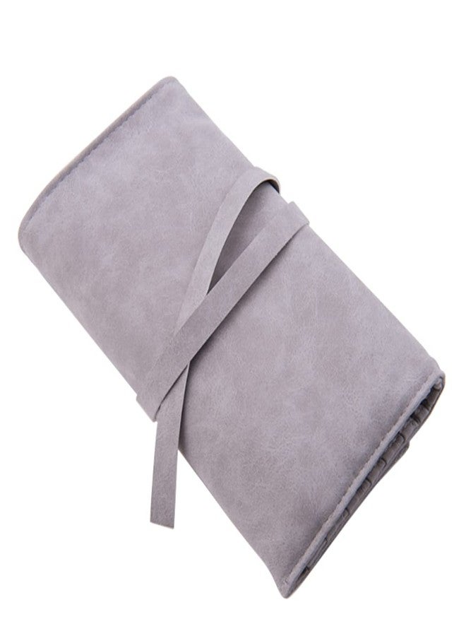 VASANA Gray Soft Makeup Brush Rolling Case Mini Cosmetic Brush Organizer Portable Roll Up Brush Holder Pouch Bag for Travel Business Trip 14 Pockets - Image 3