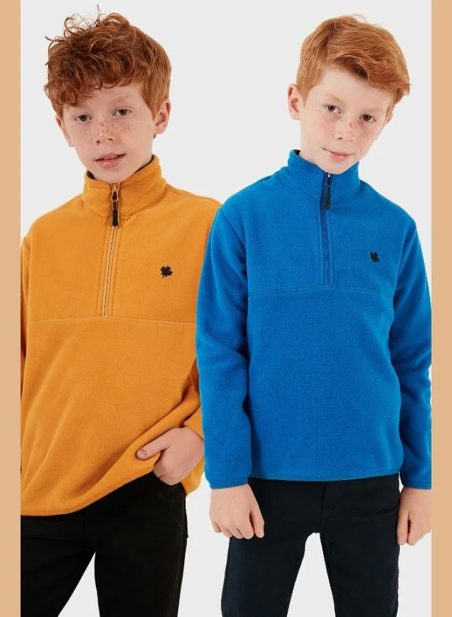 ليلا ليلا سترة قطبية للأطفال بسحاب وياقة واقفة - عبوة من قطعتين