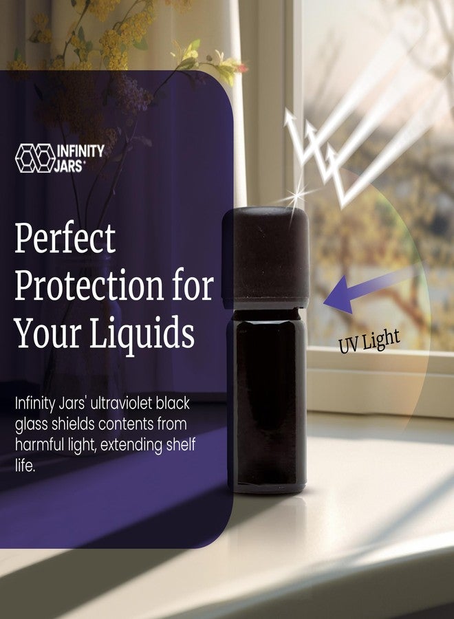 Infinity Jars 5 ML (0.17 fl oz) Ultraviolet Black Glass Euro Dropper Bottle Leak‑Proof Travel Tincture Vial for Essential Oils, Serums, Herbal Extracts, Micro‑Dose - Image 5