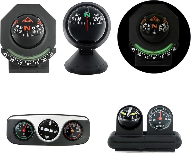 Car Dashboard Mount with Compass Adhesive Navigation Guide Black - Image 3