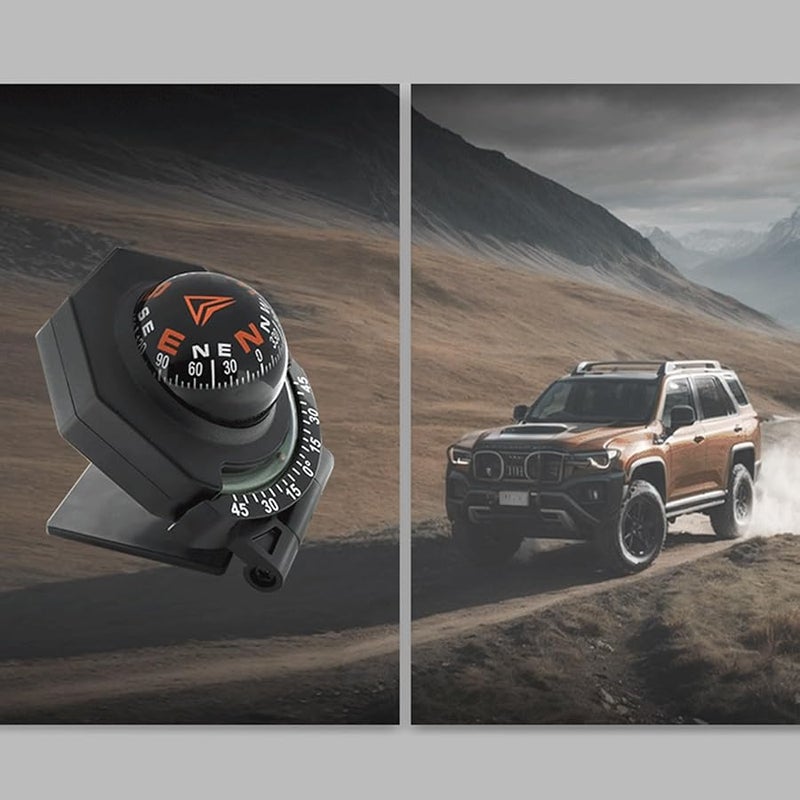 Car Dashboard Mount with Compass Adhesive Navigation Guide Black - Image 5