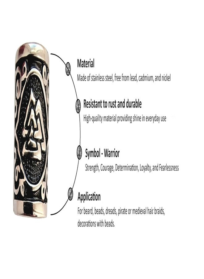 VALHALLA Valknut Hair Beads Opener, Viking Beard Bead 316L Steel Silver Stainless Steel Large, Symbol of Warriors - Image 2
