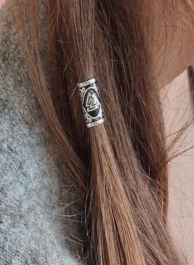VALHALLA Valknut Hair Beads Opener, Viking Beard Bead 316L Steel Silver Stainless Steel Large, Symbol of Warriors - Image 4