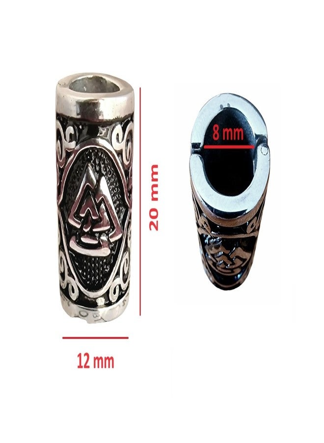 VALHALLA Valknut Hair Beads Opener, Viking Beard Bead 316L Steel Silver Stainless Steel Large, Symbol of Warriors - Image 3