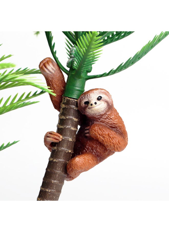 Children's Cognitive Solid Simulation Wildlife Model Zoo Sloth Long Arm Orangutan Coconut Tree Model Toy-Color:826 Sloth + Banyan (2 Sets)