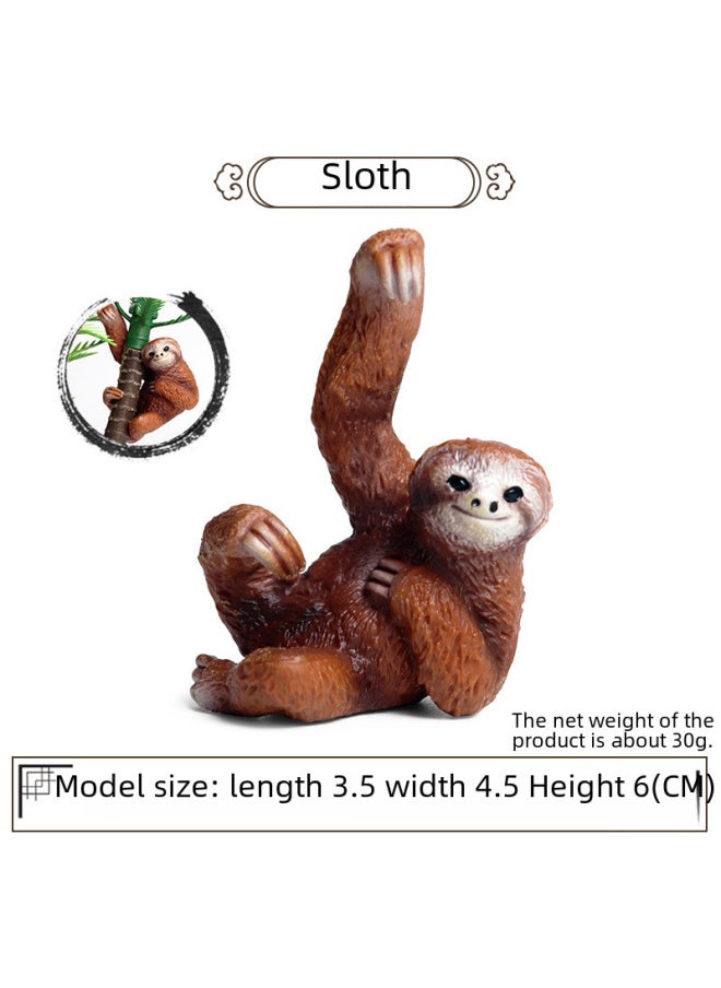 Children's Cognitive Solid Simulation Wildlife Model Zoo Sloth Long Arm Orangutan Coconut Tree Model Toy-Color:826 Sloth + Banyan (2 Sets)