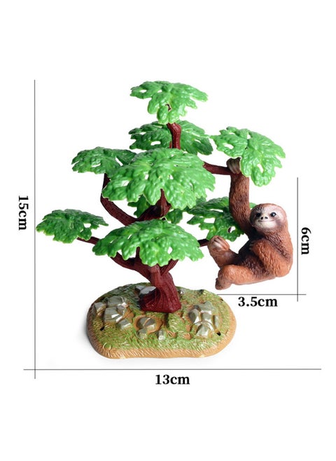 Children's Cognitive Solid Simulation Wildlife Model Zoo Sloth Long Arm Orangutan Coconut Tree Model Toy-Color:826 Sloth + Banyan (2 Sets)