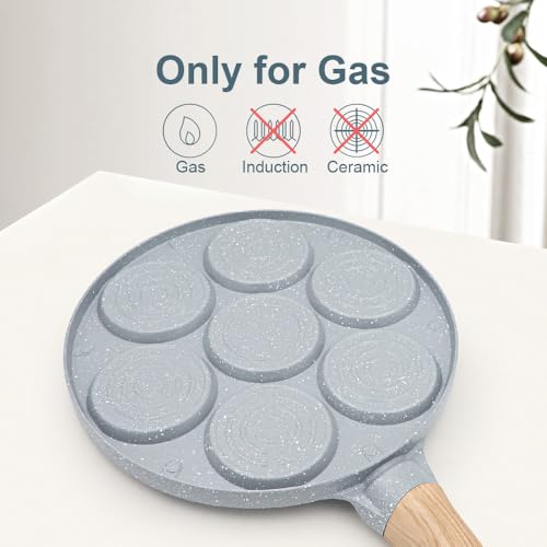 RANX INGST Ceramic Pancake Pan for Kids, Nonstick Pancake Griddle with Detachable Handle, 7 Hole Smiley Face Pancake Mold - Image 4