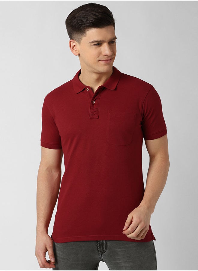 Peter England Regular Fit with Pocket Casual Polo T-shirt  - Image 4