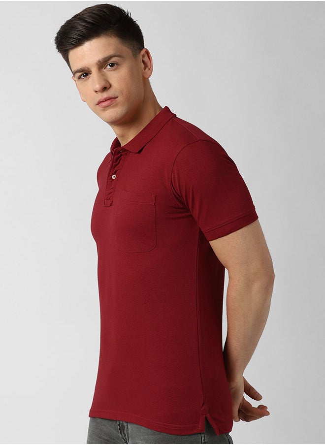 Peter England Regular Fit with Pocket Casual Polo T-shirt  - Image 2