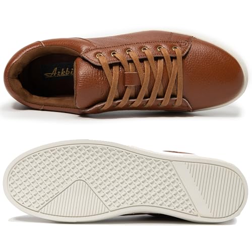 Arkbird Mens Fashion Sneakers Classic Casual Dress Shoes Stylish Lace-up Oxford Shoes for Men Brown - Image 3