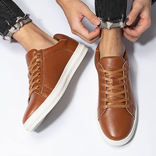 Arkbird Mens Fashion Sneakers Classic Casual Dress Shoes Stylish Lace-up Oxford Shoes for Men Brown - Image 5