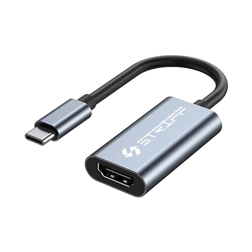 STRIFF USB C to HDMI Adapter, Type c to HDMI 4K Adapter OTG Cable (Thunderbolt 3 Compatible) with Video Audio Output for MacBook pro laptops, Compatible with All Smartphones and Tablet (Grey) - Image 1