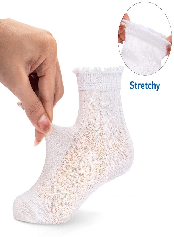 Looching 5 Pairs Baby Girls Boys Mesh Thin Cotton Socks Toddler Ruffle No Show Soft Low Cut Ankle Socks for Little Kids - Image 4