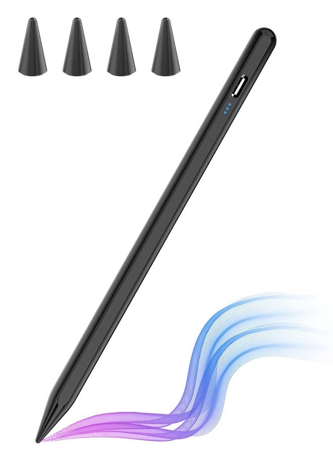 COO Stylus Pen for iPad, Pencil with Three Digit Indicator Light capacitive Pen, for Universal Pen Box Packaging (Black01, 1 Plus 4 Pen Tips & 80cm Cable) - Image 1