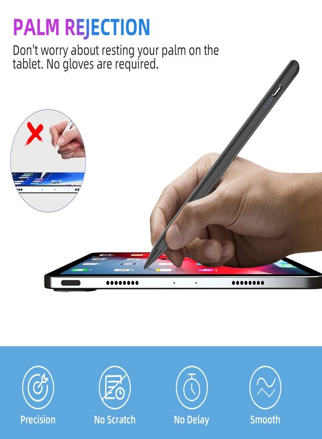 COO Stylus Pen for iPad, Pencil with Three Digit Indicator Light capacitive Pen, for Universal Pen Box Packaging (Black01, 1 Plus 4 Pen Tips & 80cm Cable) - Image 5