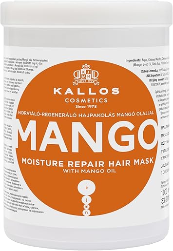 Kallos KJMN Mango Moisture Repair Hair Mask with mango oil 1000 ml 3381 Fl Oz - Image 1