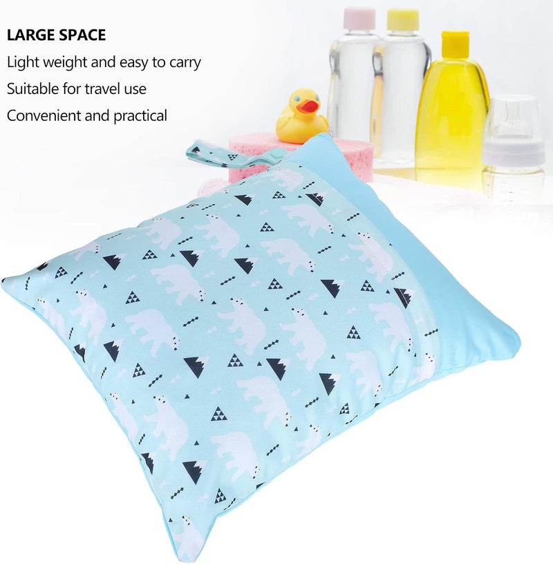 klarako Nappy Bag, Reusable Cartoon Baby Diaper Bag, Double Zipper Large Space Portable for Baby Infant Go Out Place Diaper(Polar Bear) - Image 5