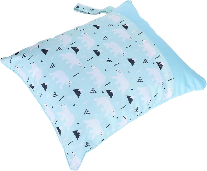 klarako Nappy Bag, Reusable Cartoon Baby Diaper Bag, Double Zipper Large Space Portable for Baby Infant Go Out Place Diaper(Polar Bear) - Image 1