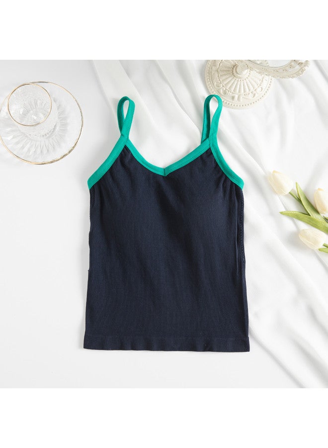 Modal Simple Contrast Color Sleeveless Tank Top For Women, Comfortable Base Layer, Versatile For Outer Wear - Image 4