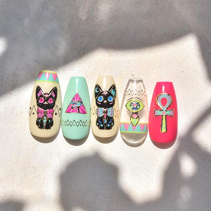 Dedyel Cute Nail Stickers 5D Embossed Cartoon Cat Kawaii Animal Self-Adhesive Nail Decals for Women Girls Kids Nail Art Decoration - Image 5
