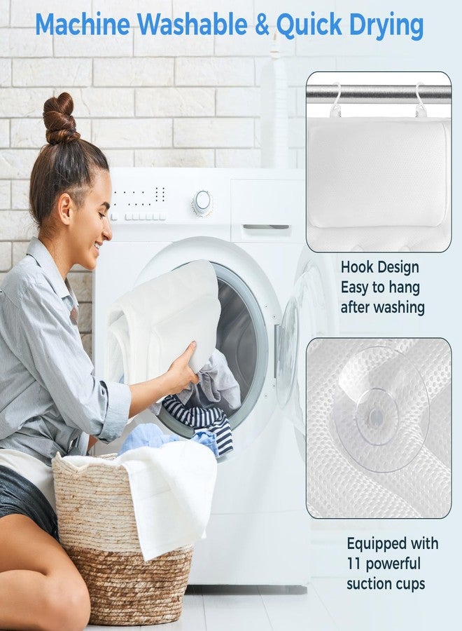 LOOWARTS Full Body Bath Pillow for Tub, Soft Bathtub Pillow for Neck and Back Support, Washable 4D Mesh Bathtub Cushion with 11 Non-Slip Suction Cups, White - Image 5