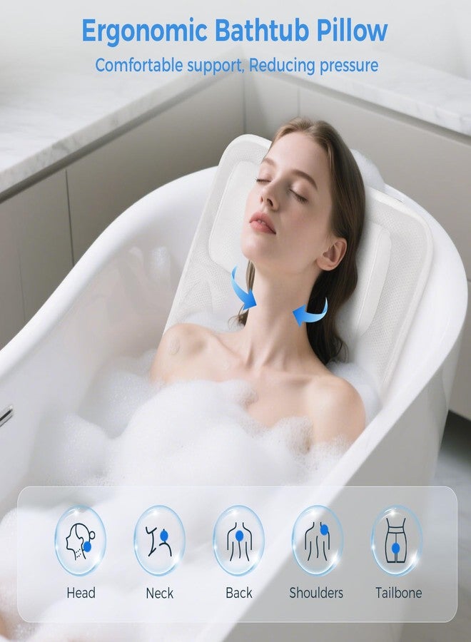 LOOWARTS Full Body Bath Pillow for Tub, Soft Bathtub Pillow for Neck and Back Support, Washable 4D Mesh Bathtub Cushion with 11 Non-Slip Suction Cups, White - Image 3