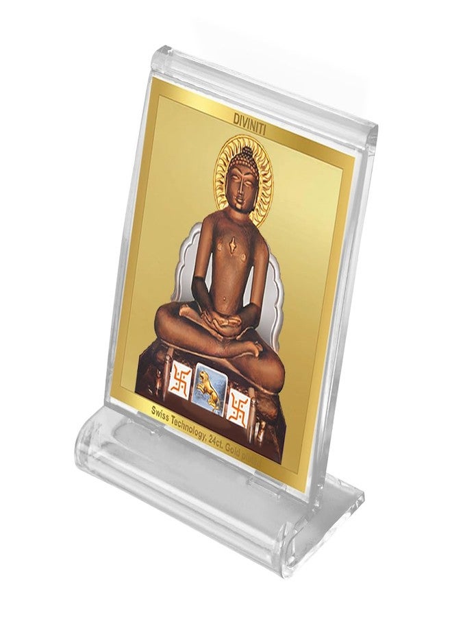 DIVINITI إطار لوحة القيادة الروحية من الأكريليك المطلي بالذهب عيار 24 قيراطًا من ديفينيتي، يصور اللورد ماهافير سوامي | هدية روحانية فاخرة للوئام والسلام والبركات | ديكور فاخر للسيارة والمكتب والمنزل | 6 × 5 سم - Image 5