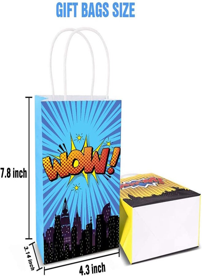 SYOSI Superhero Party Gift Bags, 16Pcs 4 Color Comic Heros Kraft Paper Goodie Candy Treat Gift with Handle Boom Theme Birthday Decorations Supplies Kids Classroom Family Rewards Prize Bag  - Image 4