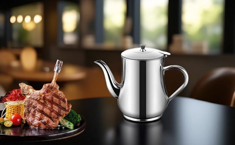 Frying Oil, Bacon Fat, Grease Separator, 18 Oz Kitchen Oil Container with Fine Mesh Filter, Heat Resistant Cooking Oil Storage Pitcher, Stainless Steel Oil Strainer Pot - Image 1