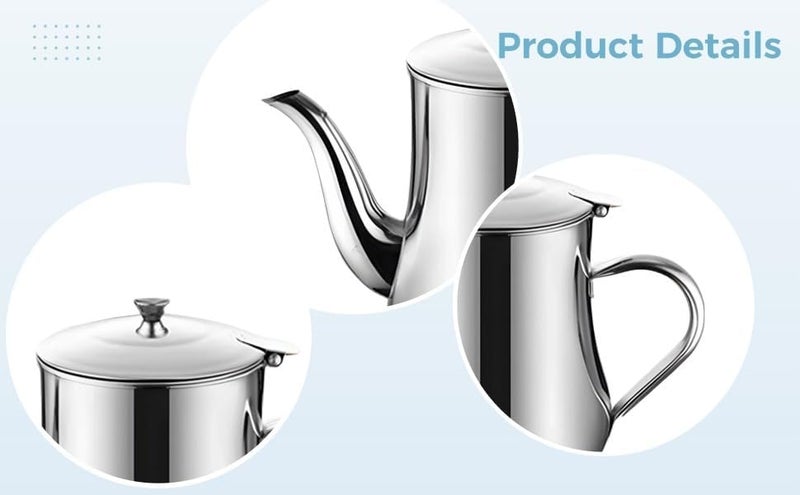 Frying Oil, Bacon Fat, Grease Separator, 18 Oz Kitchen Oil Container with Fine Mesh Filter, Heat Resistant Cooking Oil Storage Pitcher, Stainless Steel Oil Strainer Pot - Image 2