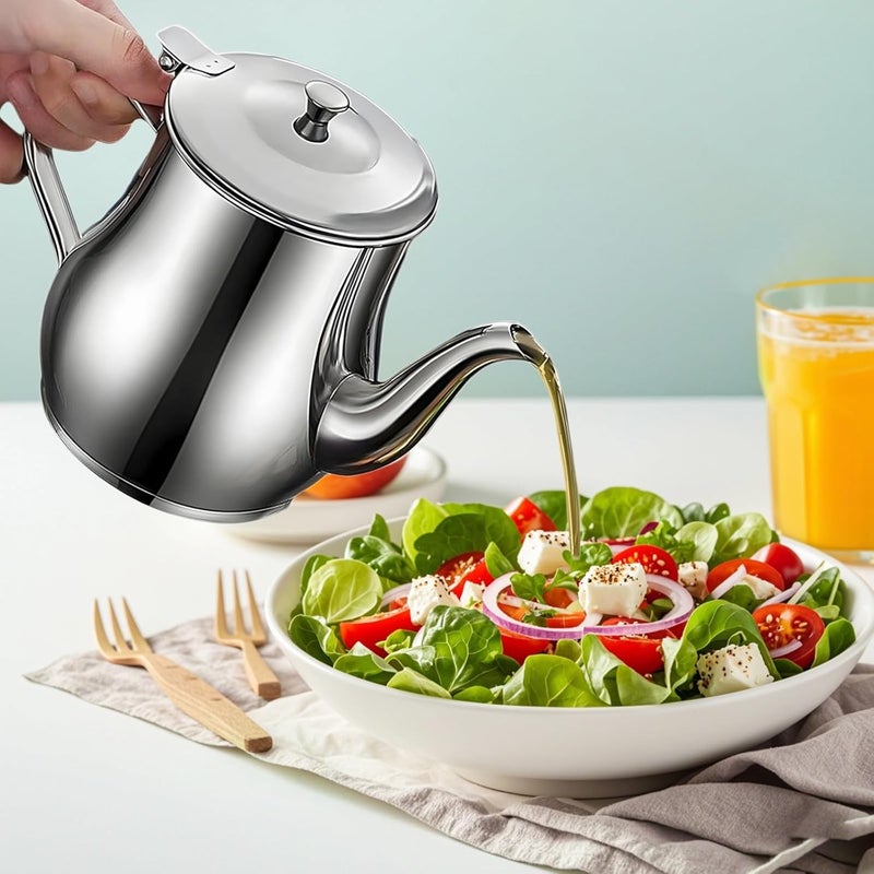 Frying Oil, Bacon Fat, Grease Separator, 18 Oz Kitchen Oil Container with Fine Mesh Filter, Heat Resistant Cooking Oil Storage Pitcher, Stainless Steel Oil Strainer Pot - Image 4