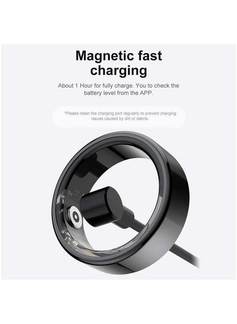 R02 Smart Ring Military Grade Titanium Steel Shell Health Monitoring IP68 & 3ATM Waterproof Multi-sport Modes (Gold, 18.1mm) - Image 4