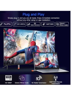 ماركة غير محددة جهاز ارسال واستقبال HDMI لاسلكي مطور 2025، 165 قدم/50 متر، فك تشفير 4K 1080P، مجموعة موسع HDMI لاسلكي محمول 2.4G/5G لسطح المكتب والكمبيوتر وتي في بوكس وبلاي ستيشن 5/4 الى التلفزيون/الشاشة/جهاز العرض  - Image 2