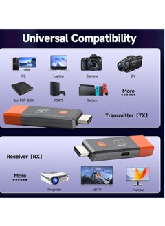 ماركة غير محددة جهاز ارسال واستقبال HDMI لاسلكي مطور 2025، 165 قدم/50 متر، فك تشفير 4K 1080P، مجموعة موسع HDMI لاسلكي محمول 2.4G/5G لسطح المكتب والكمبيوتر وتي في بوكس وبلاي ستيشن 5/4 الى التلفزيون/الشاشة/جهاز العرض  - Image 4