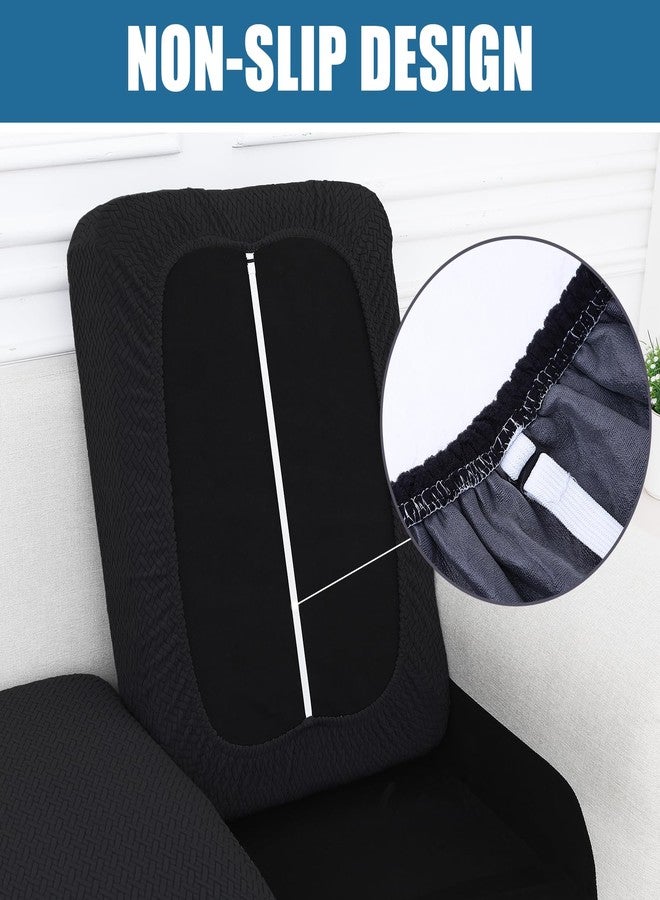 smiry أغطية وسائد أريكة مقاومة للماء من سميري، أغطية أريكة زاوية من قماش الجاكار المطاطي، أغطية وسائد أريكة على شكل حرف L، غطاء كرسي استرخاء قابل للغسل، واقي أثاث مطاطي (غطاء كرسي استرخاء، أسود) - Image 3