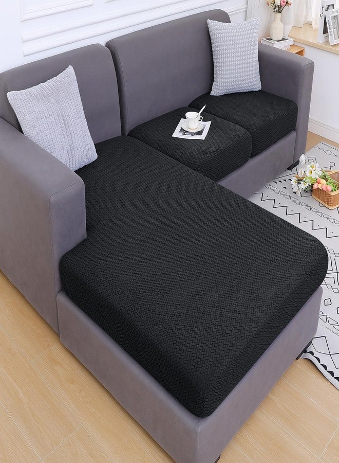 smiry أغطية وسائد أريكة مقاومة للماء من سميري، أغطية أريكة زاوية من قماش الجاكار المطاطي، أغطية وسائد أريكة على شكل حرف L، غطاء كرسي استرخاء قابل للغسل، واقي أثاث مطاطي (غطاء كرسي استرخاء، أسود) - Image 5